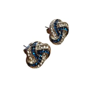 Elegant Blue and Silver Knot Earrings